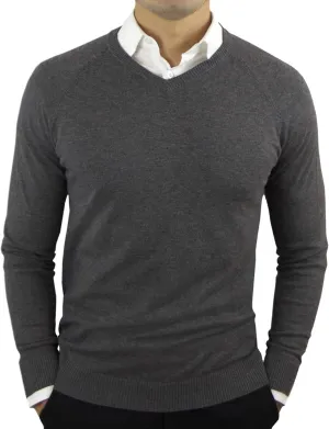 CC Perfect Slim Fit V Neck Sweaters for Men | Lightweight Breathable Mens Sweater | Soft Fitted V-Neck Pullover for Men