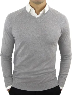 CC Perfect Slim Fit V Neck Sweaters for Men | Lightweight Breathable Mens Sweater | Soft Fitted V-Neck Pullover for Men