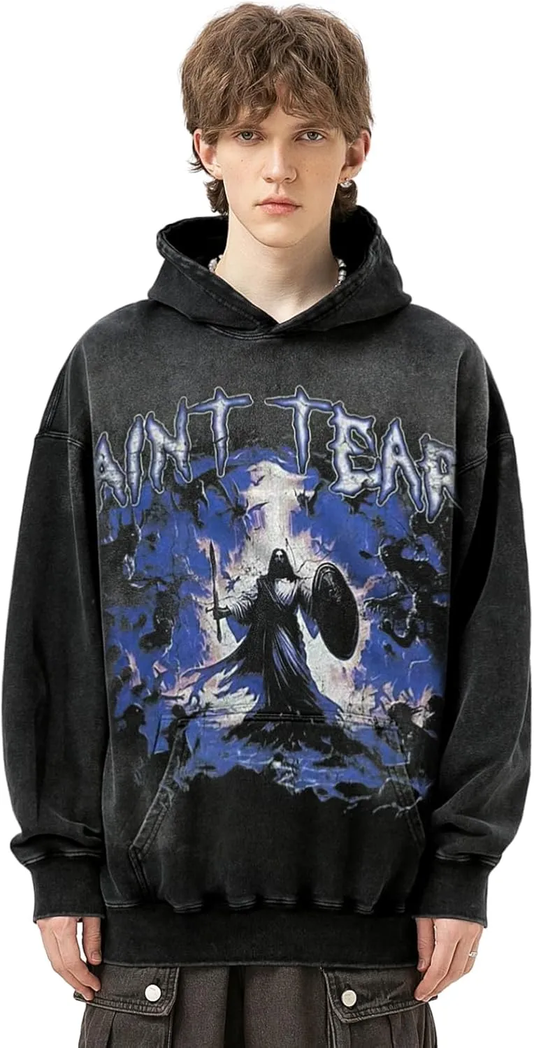 Chainsaw Man Unisex Gothic Warrior Print Graphic Hoodies Oversized Hooded Sweatshirt Fashion Hoodie Streetwear Pullover Tops