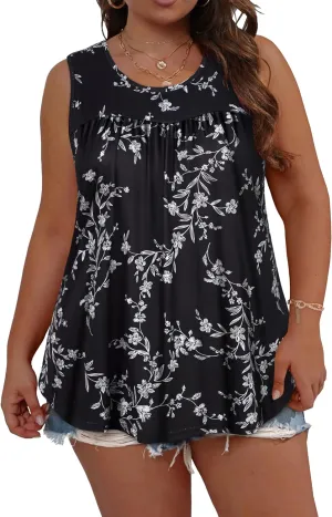 CHICGAL Womens Summer Tank Tops Sleeveless T Shirt Casual Loose Fit Tunic Blouses