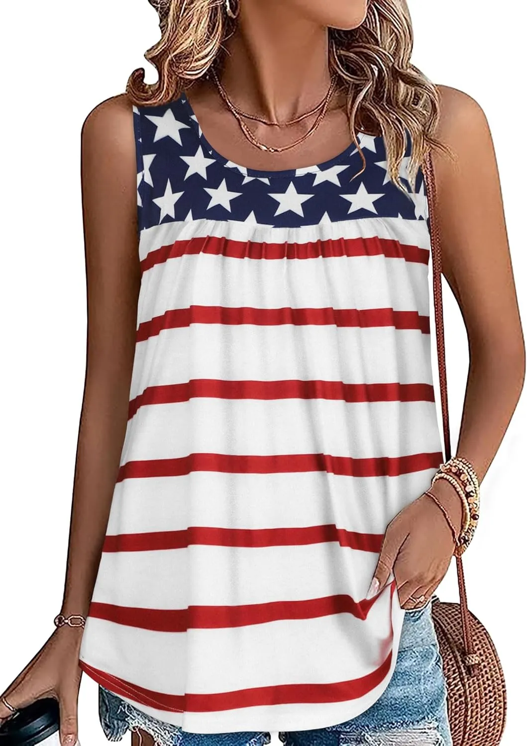 CHICGAL Womens Summer Tank Tops Sleeveless T Shirt Casual Loose Fit Tunic Blouses