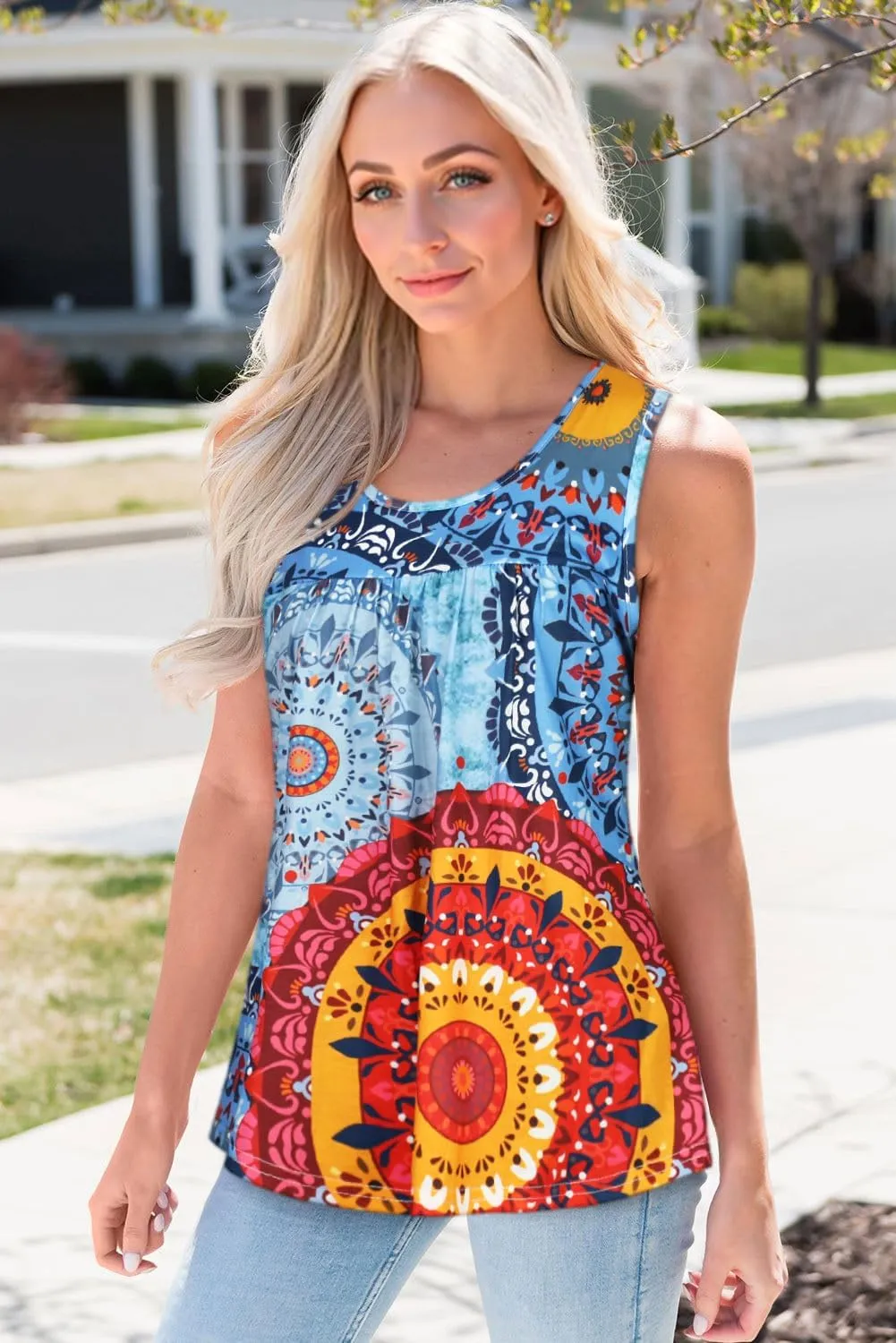 CHICGAL Womens Summer Tank Tops Sleeveless T Shirt Casual Loose Fit Tunic Blouses