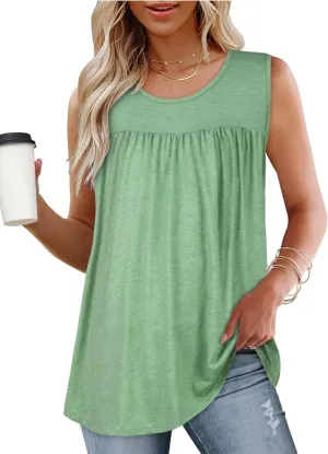 CHICGAL Womens Summer Tank Tops Sleeveless T Shirt Casual Loose Fit Tunic Blouses