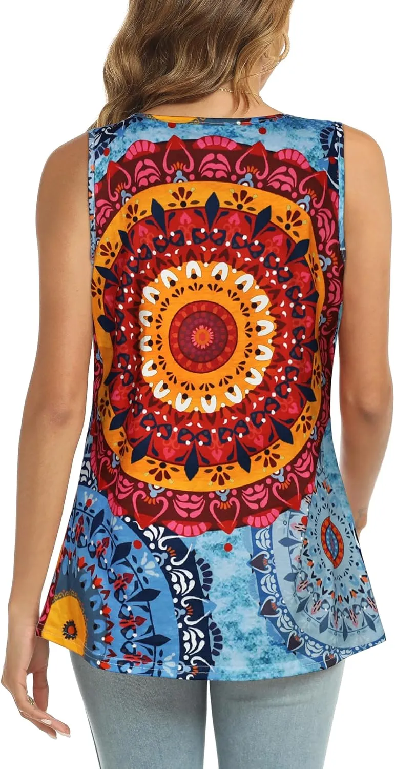 CHICGAL Womens Summer Tank Tops Sleeveless T Shirt Casual Loose Fit Tunic Blouses