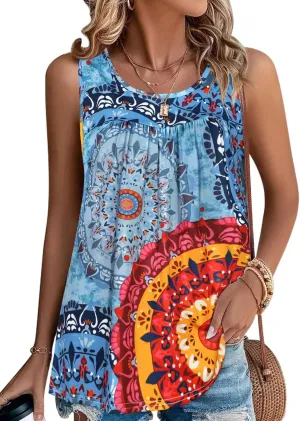CHICGAL Womens Summer Tank Tops Sleeveless T Shirt Casual Loose Fit Tunic Blouses