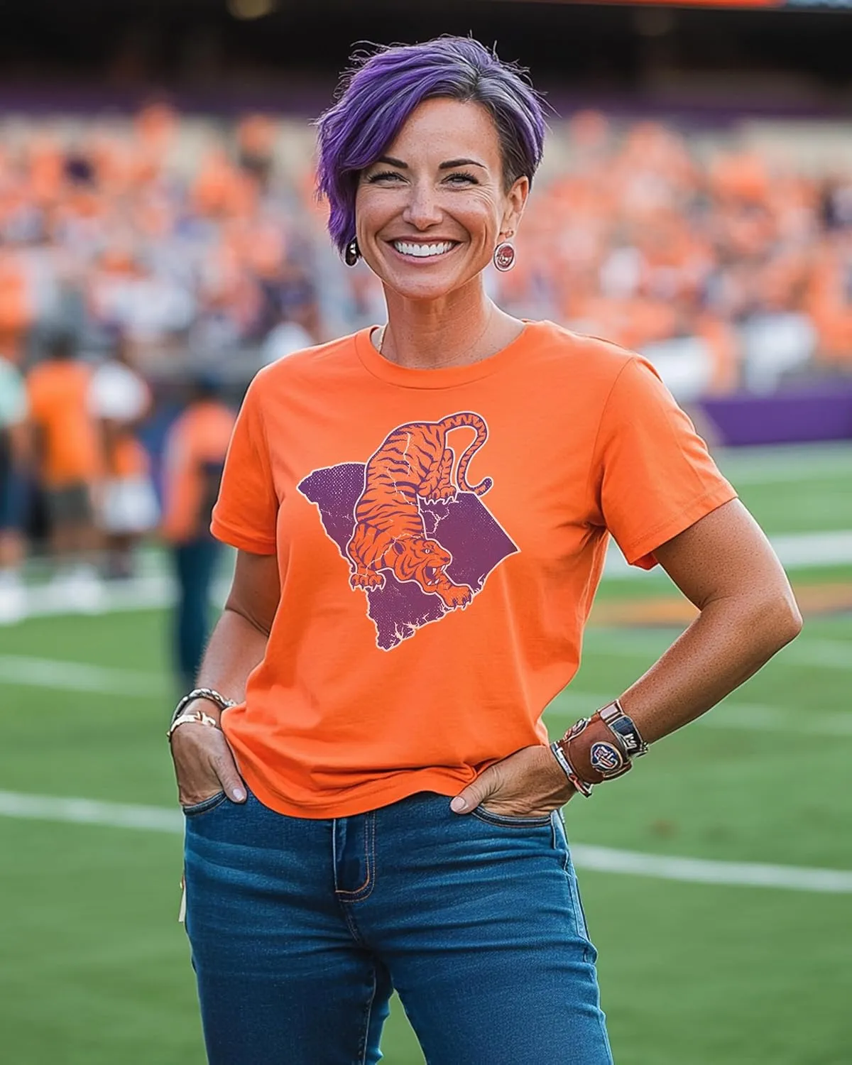 Clemson College Football Graphic Unisex T-Shirt|Cotton Athletic Tee| Perfect for Casual & Everyday Wear (Orange)