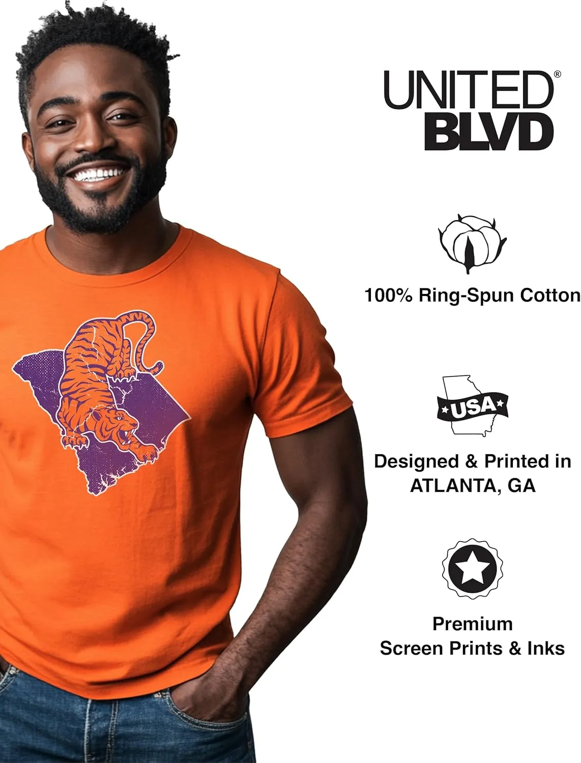 Clemson College Football Graphic Unisex T-Shirt|Cotton Athletic Tee| Perfect for Casual & Everyday Wear (Orange)