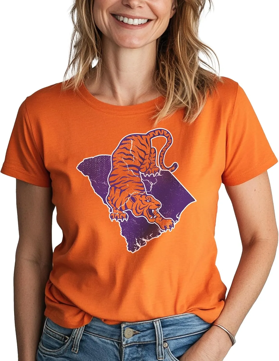 Clemson College Football Graphic Unisex T-Shirt|Cotton Athletic Tee| Perfect for Casual & Everyday Wear (Orange)