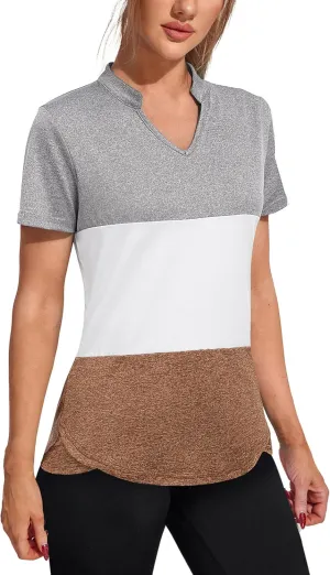 COOrun Womens Workout Tops Short Sleeve V Neck Moisture Wicking Shirts Yoga Top Golf Athletic Running Casual T-Shirts__