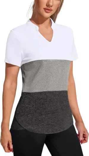 COOrun Womens Workout Tops Short Sleeve V Neck Moisture Wicking Shirts Yoga Top Golf Athletic Running Casual T-Shirts__