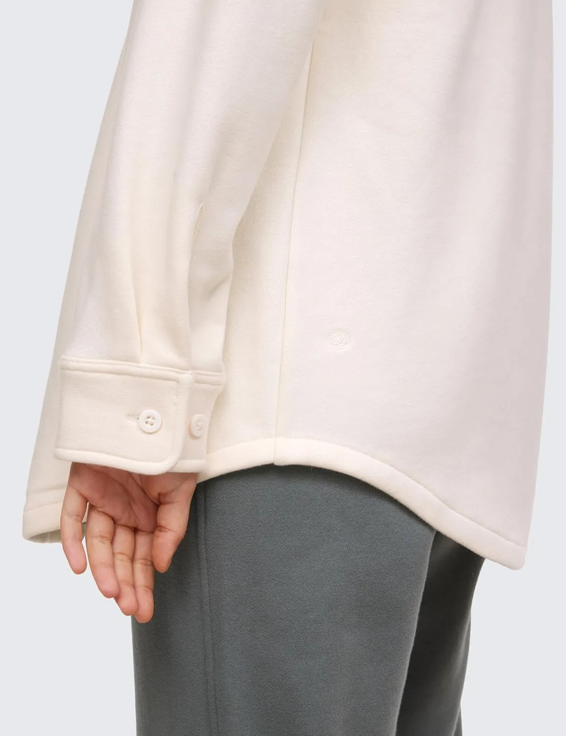 CRZ YOGA Womens Fleece Shacket Jackets Fall Warm Casual Long Sleeve Button Down Shirts with Pocket