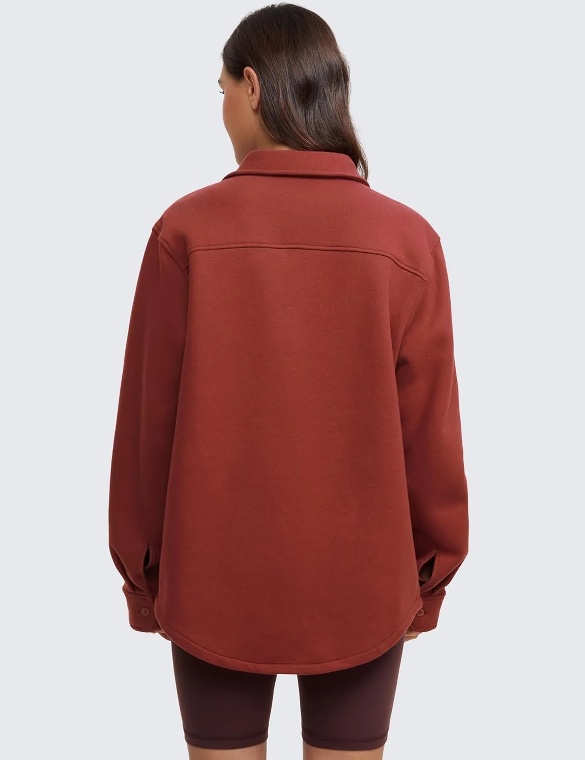 CRZ YOGA Womens Fleece Shacket Jackets Fall Warm Casual Long Sleeve Button Down Shirts with Pocket