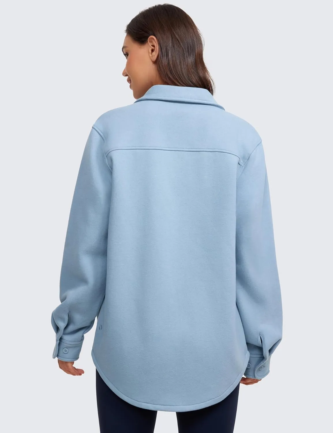 CRZ YOGA Womens Fleece Shacket Jackets Fall Warm Casual Long Sleeve Button Down Shirts with Pocket