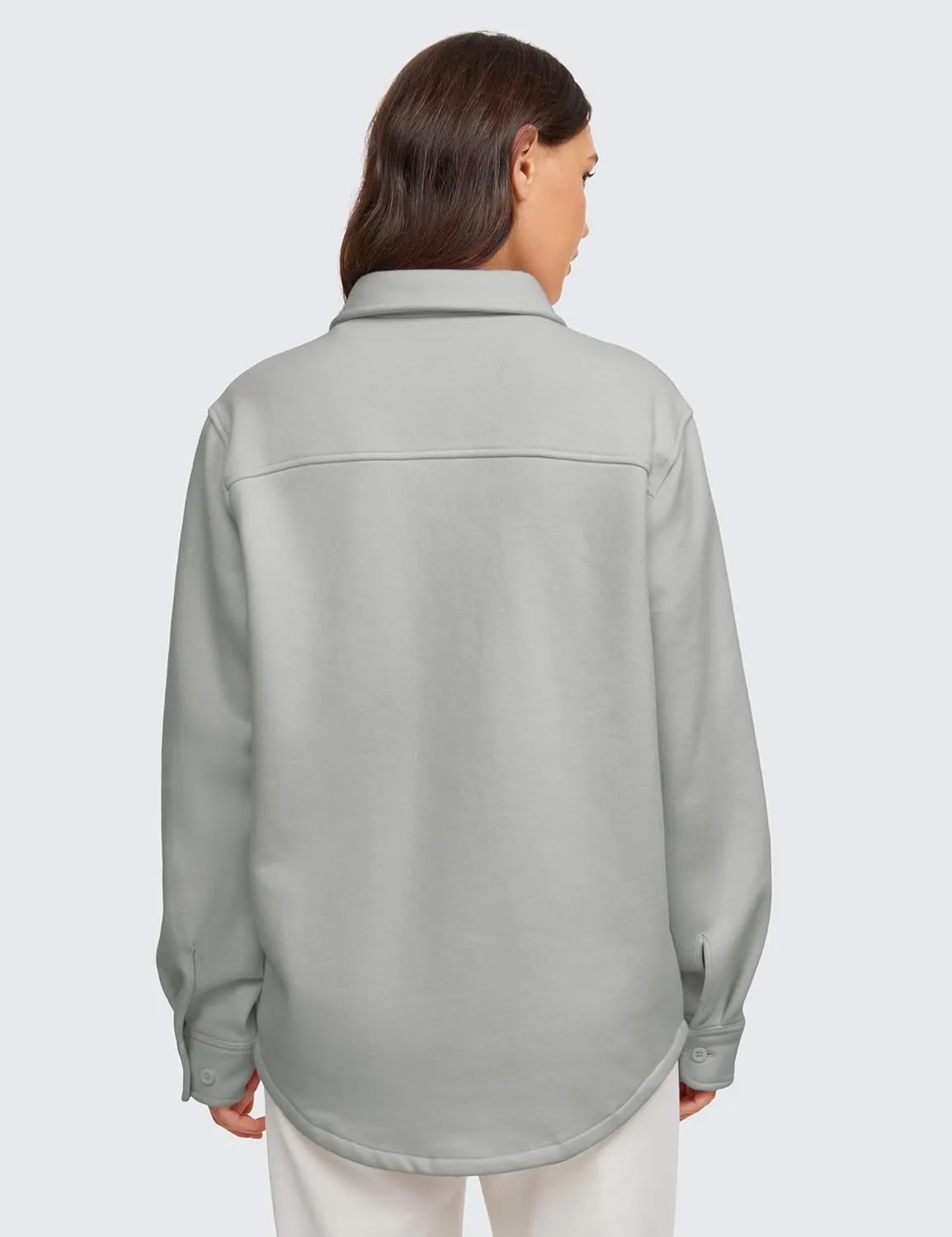 CRZ YOGA Womens Fleece Shacket Jackets Fall Warm Casual Long Sleeve Button Down Shirts with Pocket