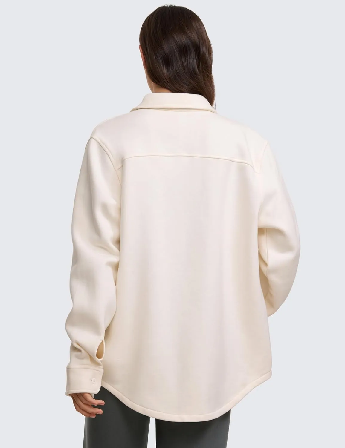 CRZ YOGA Womens Fleece Shacket Jackets Fall Warm Casual Long Sleeve Button Down Shirts with Pocket