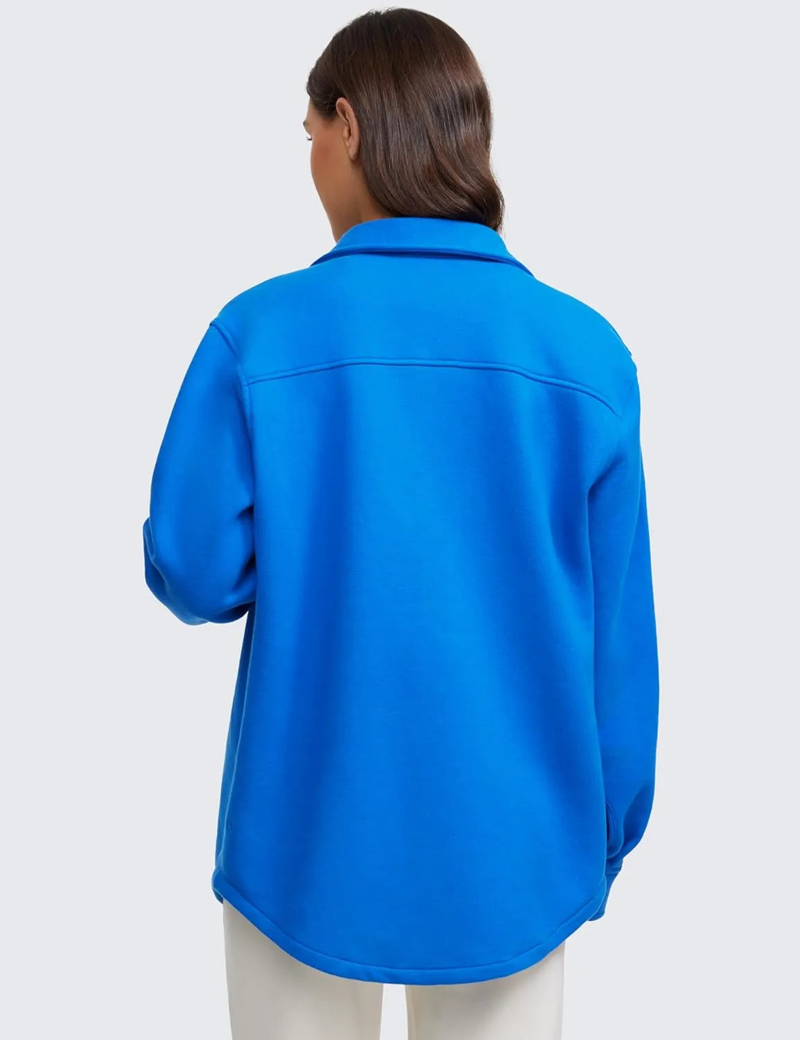 CRZ YOGA Womens Fleece Shacket Jackets Fall Warm Casual Long Sleeve Button Down Shirts with Pocket