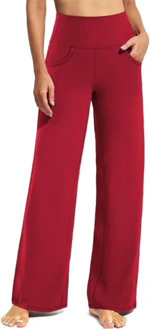 Denimblack Pants, EaseTrousers - High Waisted Multi-Pocket Straight Stretchy Pants, Women's Casual Wide-Leg Trousers