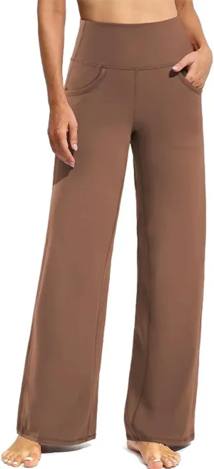 Denimblack Pants, EaseTrousers - High Waisted Multi-Pocket Straight Stretchy Pants, Women's Casual Wide-Leg Trousers