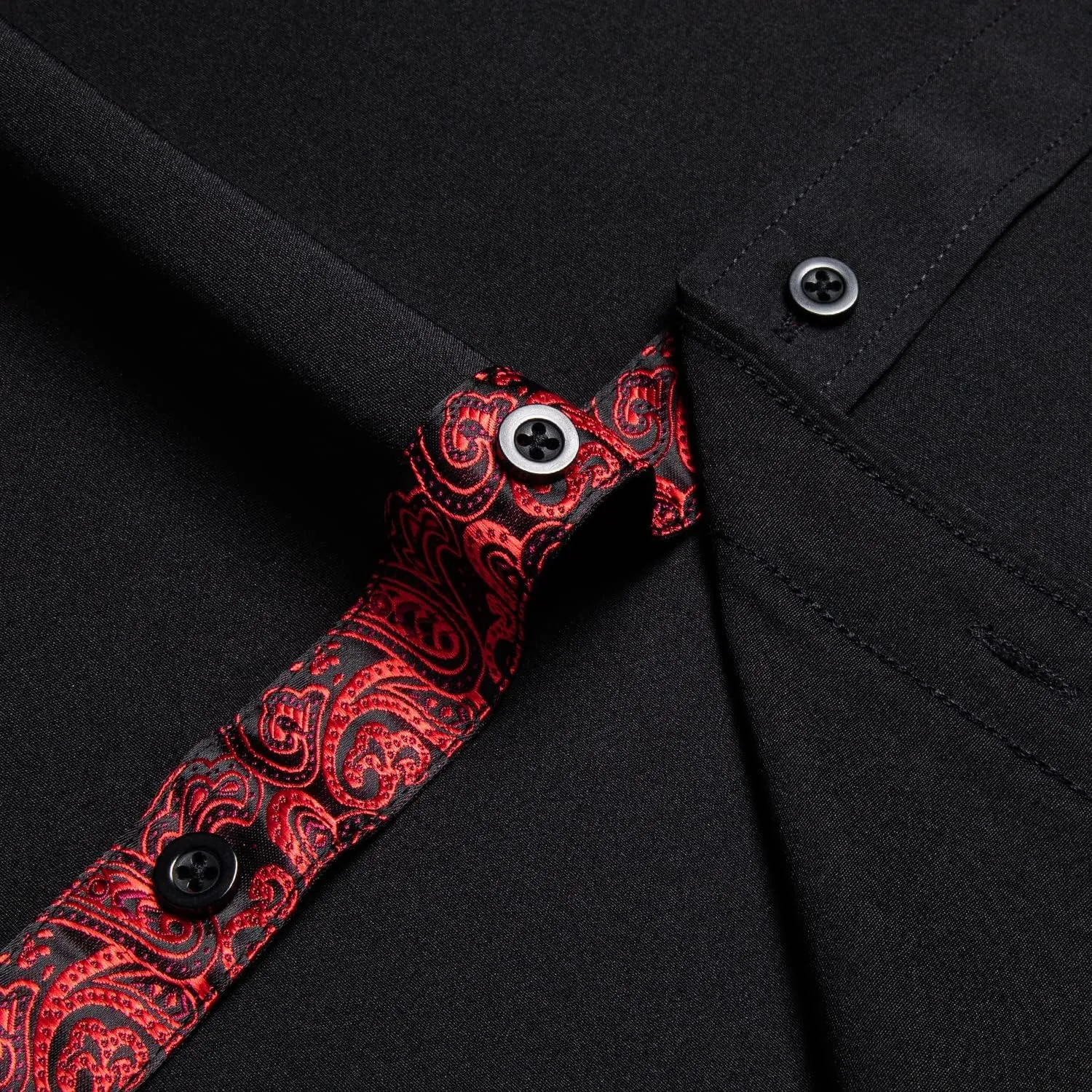 DiBanGu Mens Long Sleeve Dress Shirt Casual Cotton Button Down Shirts with Pocket Business Inner Contrast Shirt