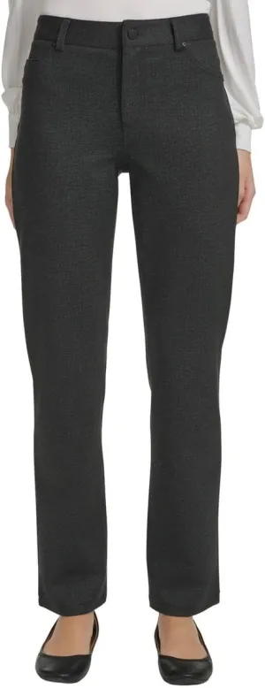 DKNY Women's High Waist Dress Pants - Straight Leg Ponte Pant - Office Work Business Casual Pants