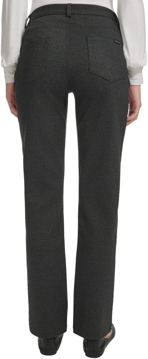 DKNY Women's High Waist Dress Pants - Straight Leg Ponte Pant - Office Work Business Casual Pants