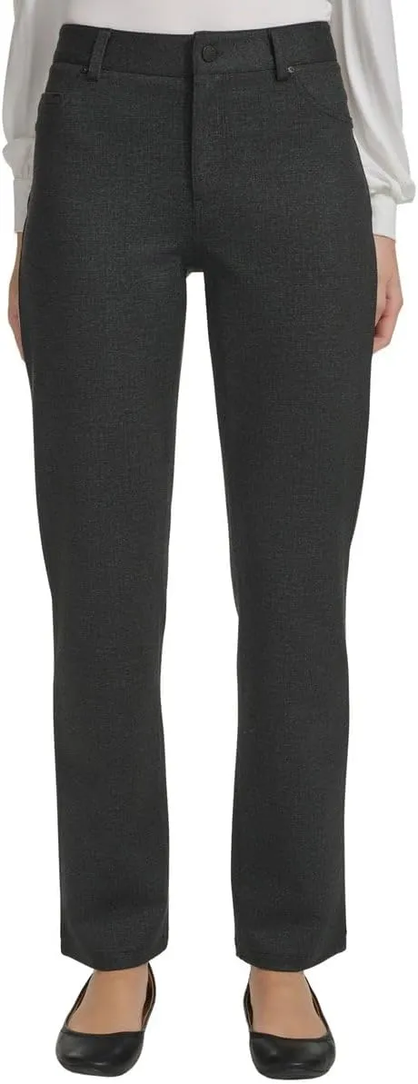 DKNY Women's High Waist Dress Pants - Straight Leg Ponte Pant - Office Work Business Casual Pants