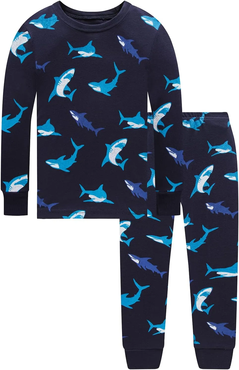Dolphin&Fish Boys Pajamas 4Piece Toddler Kids Pjs Sets Cotton Toddler Clothes Sleepwears