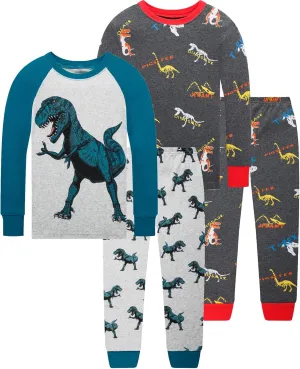 Dolphin&Fish Boys Pajamas 4Piece Toddler Kids Pjs Sets Cotton Toddler Clothes Sleepwears