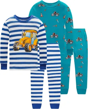 Dolphin&Fish Boys Pajamas 4Piece Toddler Kids Pjs Sets Cotton Toddler Clothes Sleepwears