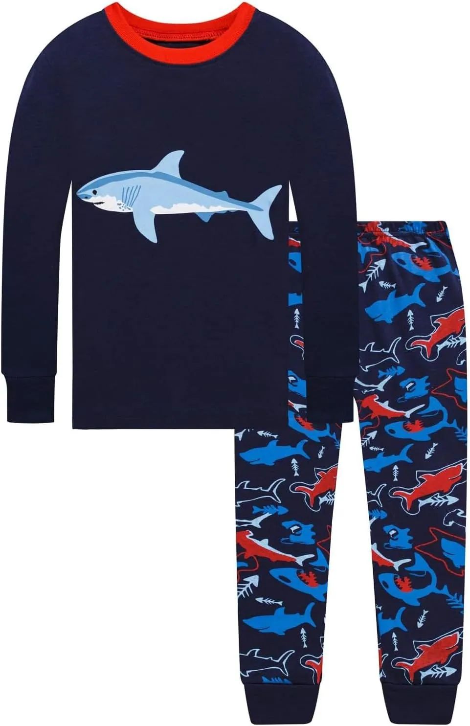Dolphin&Fish Boys Pajamas 4Piece Toddler Kids Pjs Sets Cotton Toddler Clothes Sleepwears