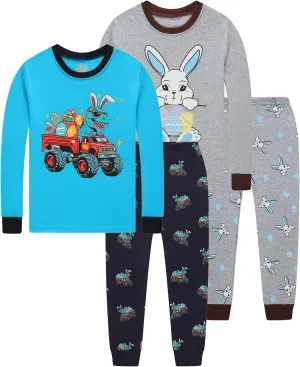 Dolphin&Fish Boys Pajamas 4Piece Toddler Kids Pjs Sets Cotton Toddler Clothes Sleepwears