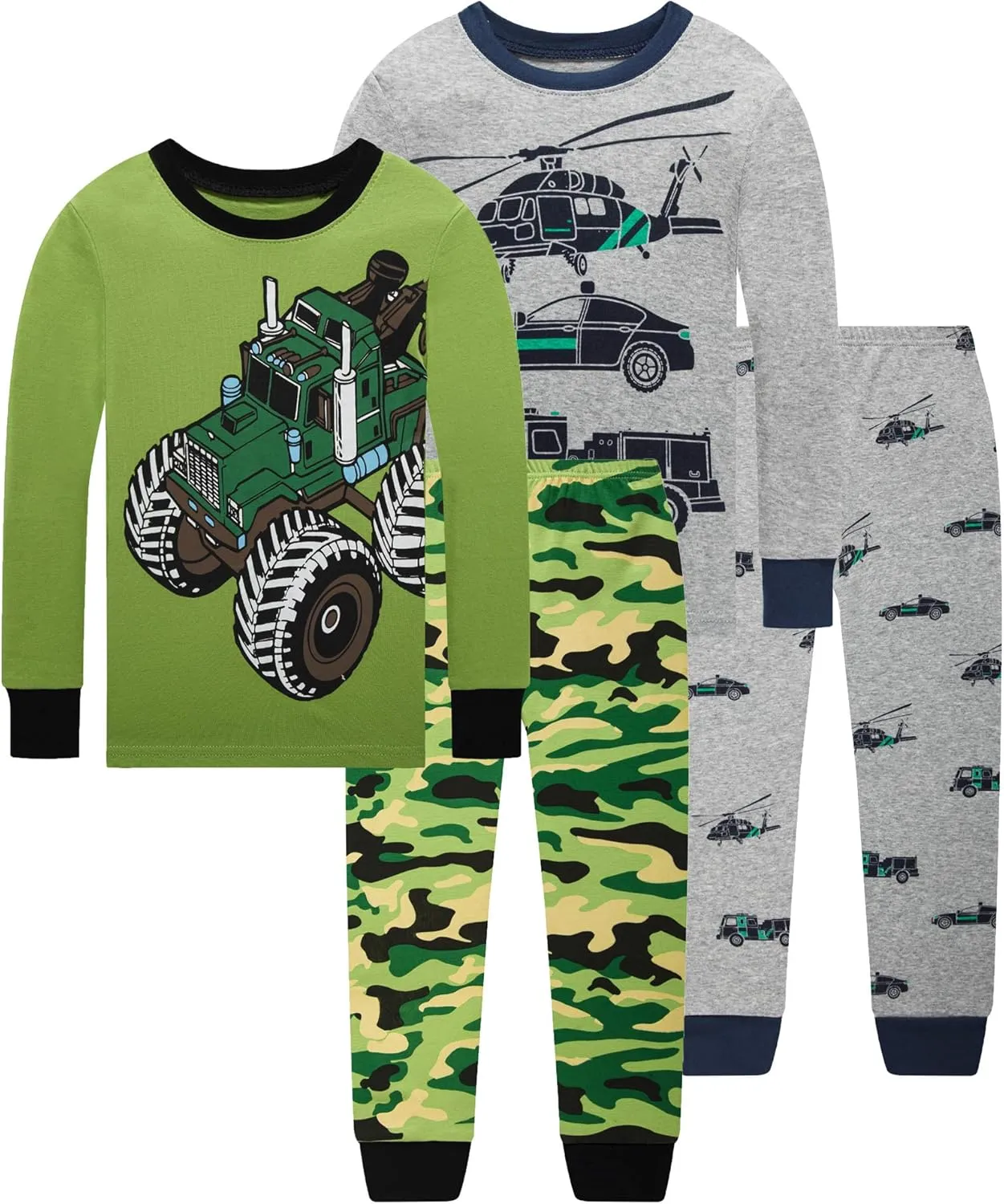 Dolphin&Fish Boys Pajamas 4Piece Toddler Kids Pjs Sets Cotton Toddler Clothes Sleepwears