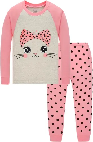 Dolphin&Fish Girls Cotton Pajamas Toddler 2 Pieces Pjs Kids Sleepwear Clothes Long sleeve Sets