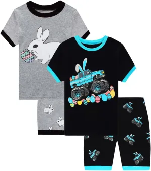 Dolphin&Fish Little Boys Cotton Short Pajamas 4 Piece Summer Kids Clothes Children Toddler Pjs