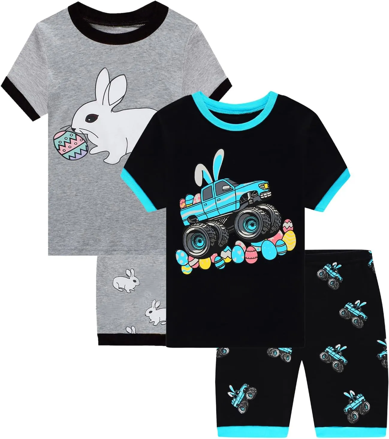 Dolphin&Fish Little Boys Cotton Short Pajamas 4 Piece Summer Kids Clothes Children Toddler Pjs