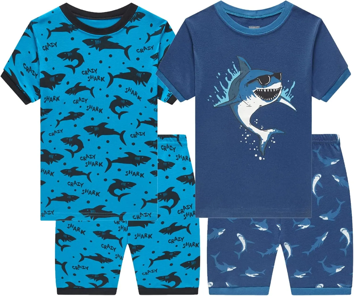 Dolphin&Fish Little Boys Cotton Short Pajamas 4 Piece Summer Kids Clothes Children Toddler Pjs
