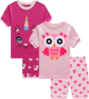 Dolphin&Fish Little Girls Cotton Short Pajamas Summer Kids Clothes Toddler Toddler Pjs Sets