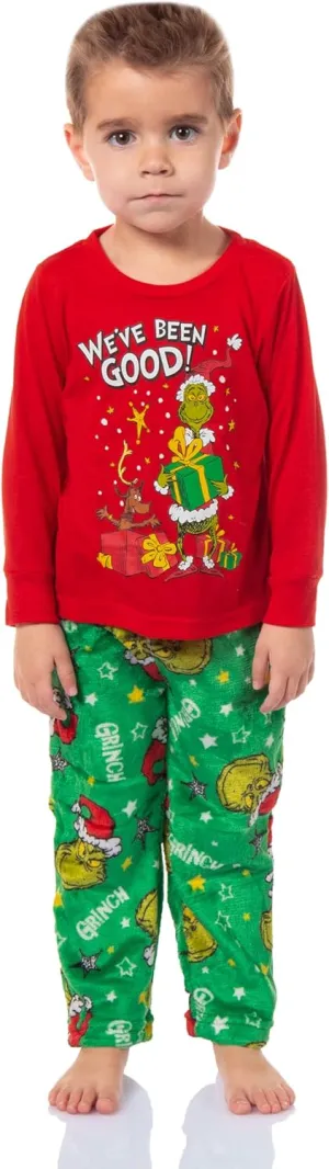 Dr. Seuss GRINCH We've Been Good Toddler 2 Piece Lounge Pajama Sleep Set Long Sleeve And Pants