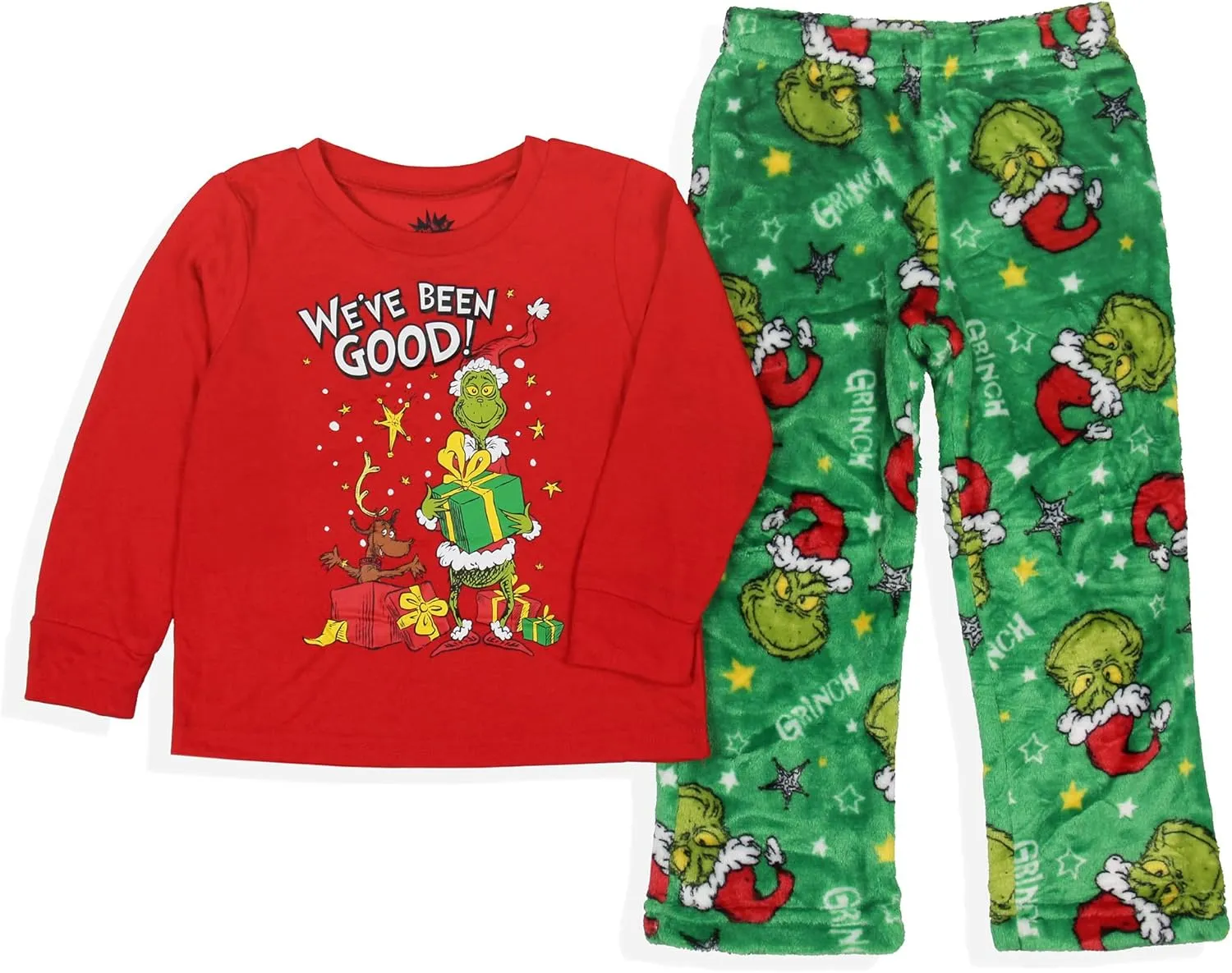 Dr. Seuss GRINCH We've Been Good Toddler 2 Piece Lounge Pajama Sleep Set Long Sleeve And Pants