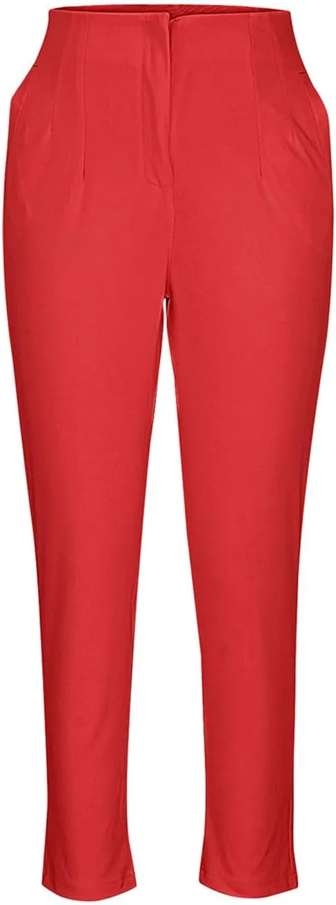 Dress Pants for Women Pleated High Waisted Work Pants Slim Fit Straight Leg Office Trousers Business Casual Outfits