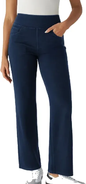 Easetrousers - High Waisted Multi-Pocket Straight Leg Stretchy Pants,Women's Fashion Casual Loose Wide-Leg Trousers