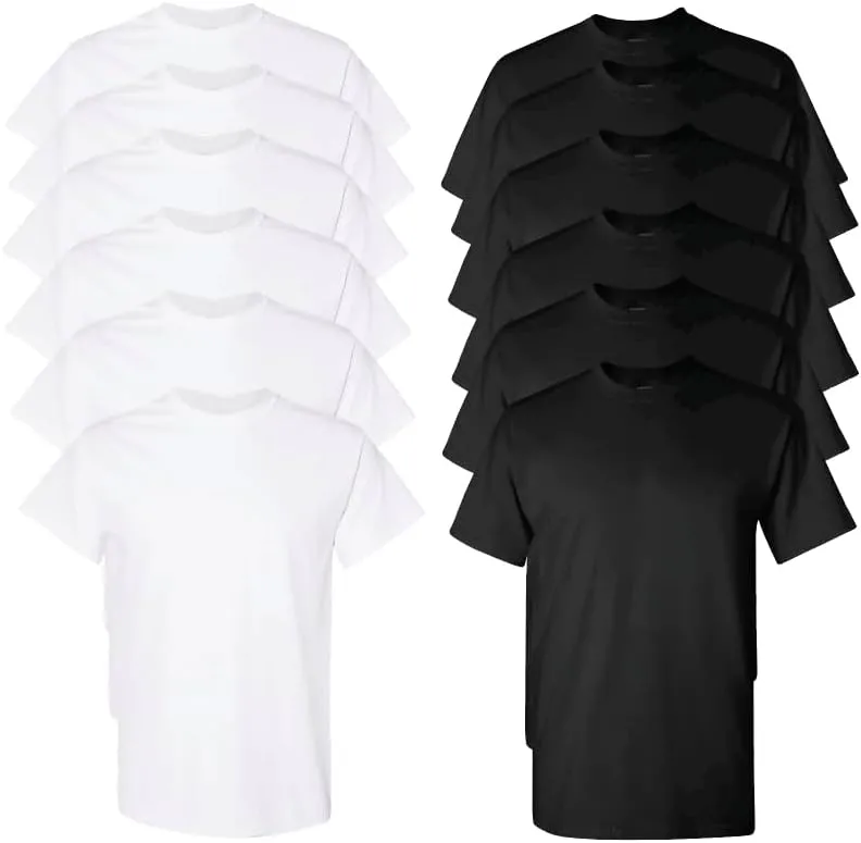 EVERYDAY TEES 12 Pack Mens Cotton Crew Neck Regular T-Shirts Bulk Short Sleeve Lightweight Tees Mix Colors