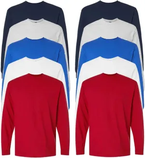 EVERYDAY TEES Men's Heavy Cotton Long Sleeve Shirt (Pack of 10), Assorted Mixed Color Small to 4XL