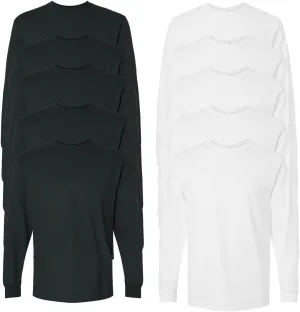 EVERYDAY TEES Men's Heavy Cotton Long Sleeve Shirt (Pack of 10), Assorted Mixed Color Small to 4XL