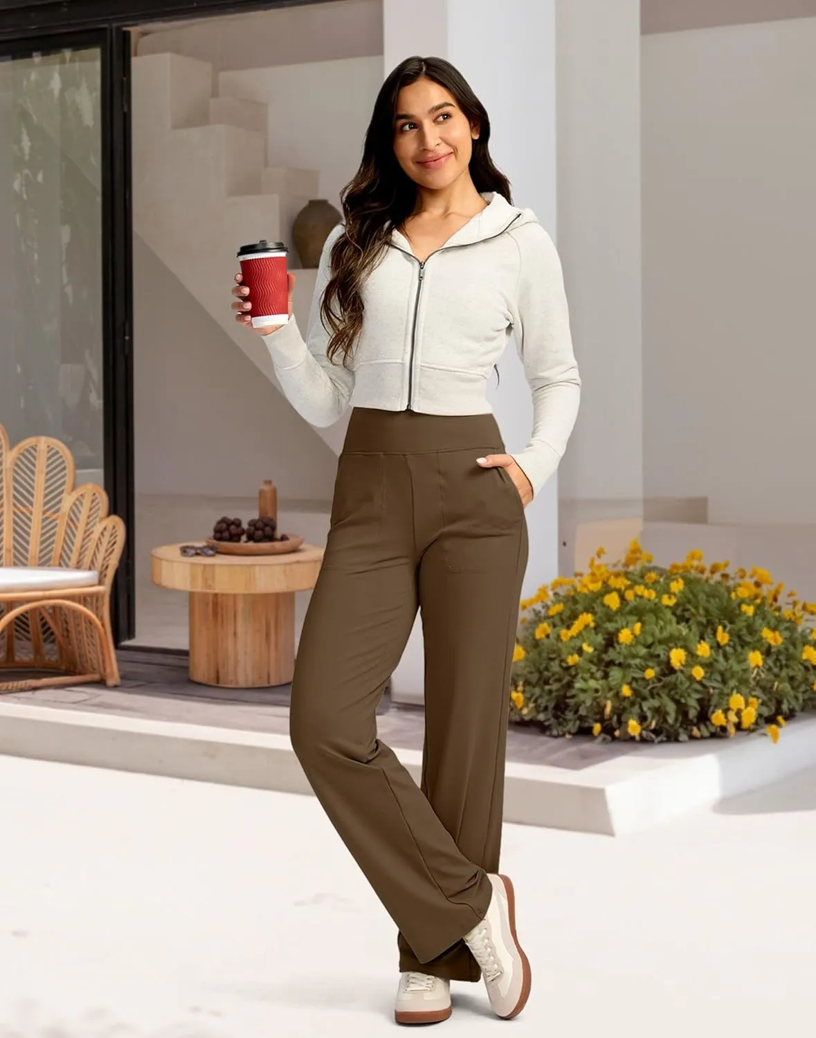 G Gradual Women's Yoga Pants wiht Pockets High Waist Stretch Loose Casual Lounge Sweatpants Petite/Regular/Tall