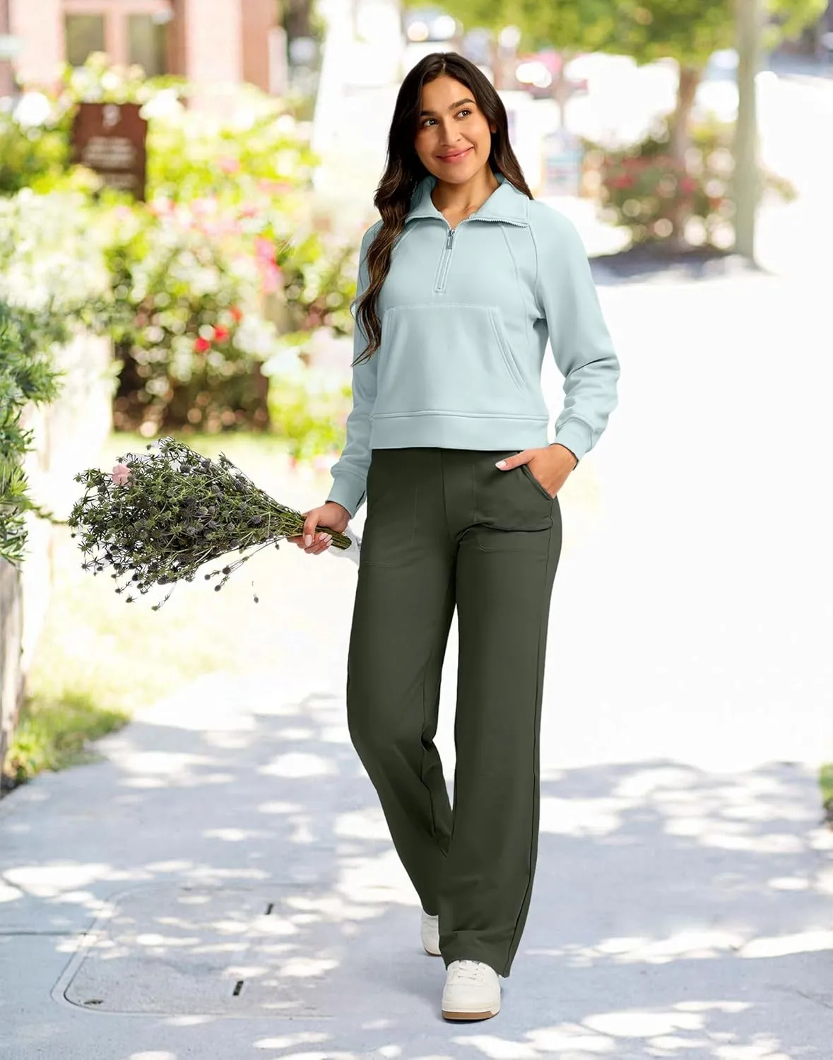 G Gradual Women's Yoga Pants wiht Pockets High Waist Stretch Loose Casual Lounge Sweatpants Petite/Regular/Tall