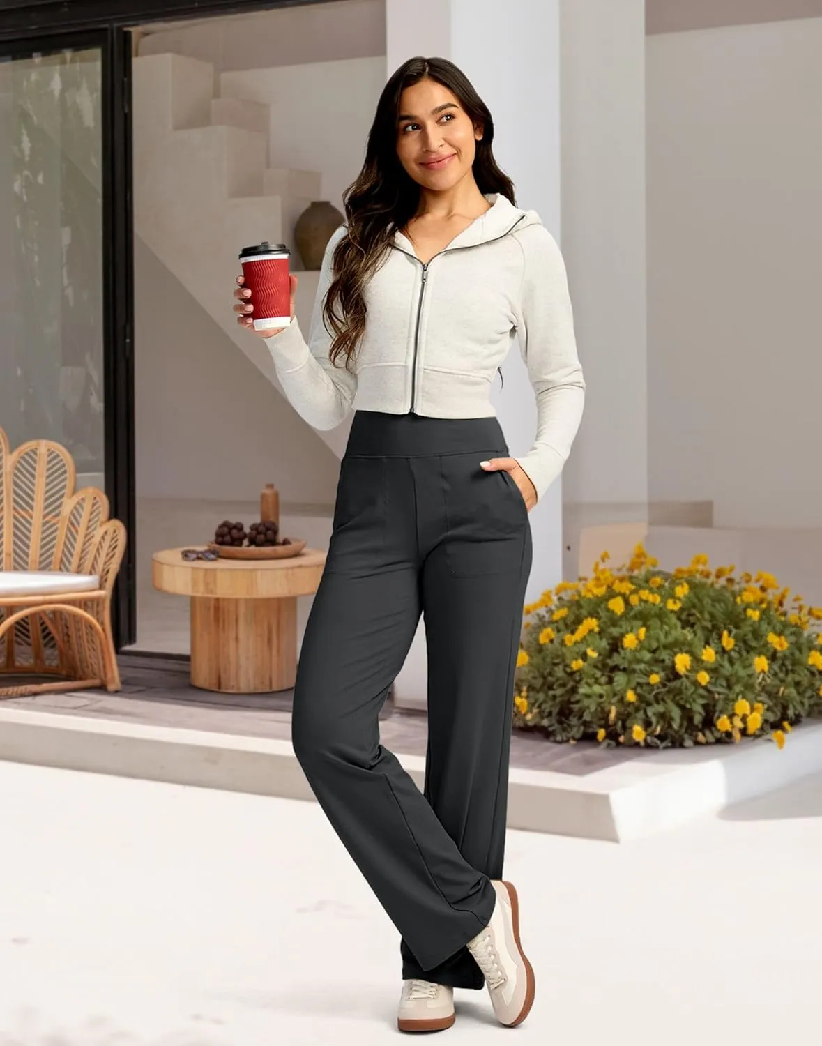 G Gradual Women's Yoga Pants wiht Pockets High Waist Stretch Loose Casual Lounge Sweatpants Petite/Regular/Tall