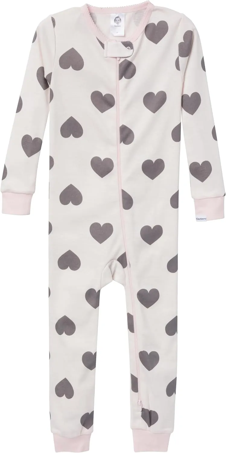 Gerber Baby-Girls 3-Pack Snug Fit Footless One-Piece Cotton Pajamas