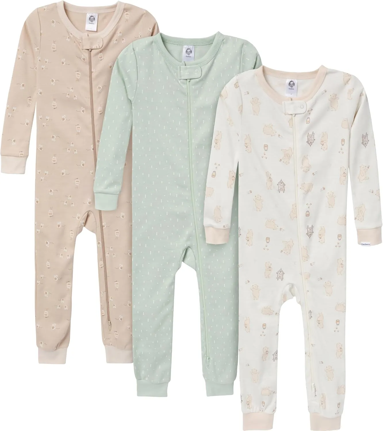 Gerber Unisex-Baby 3-Pack Snug Fit Footless One-Piece Cotton Pajamas