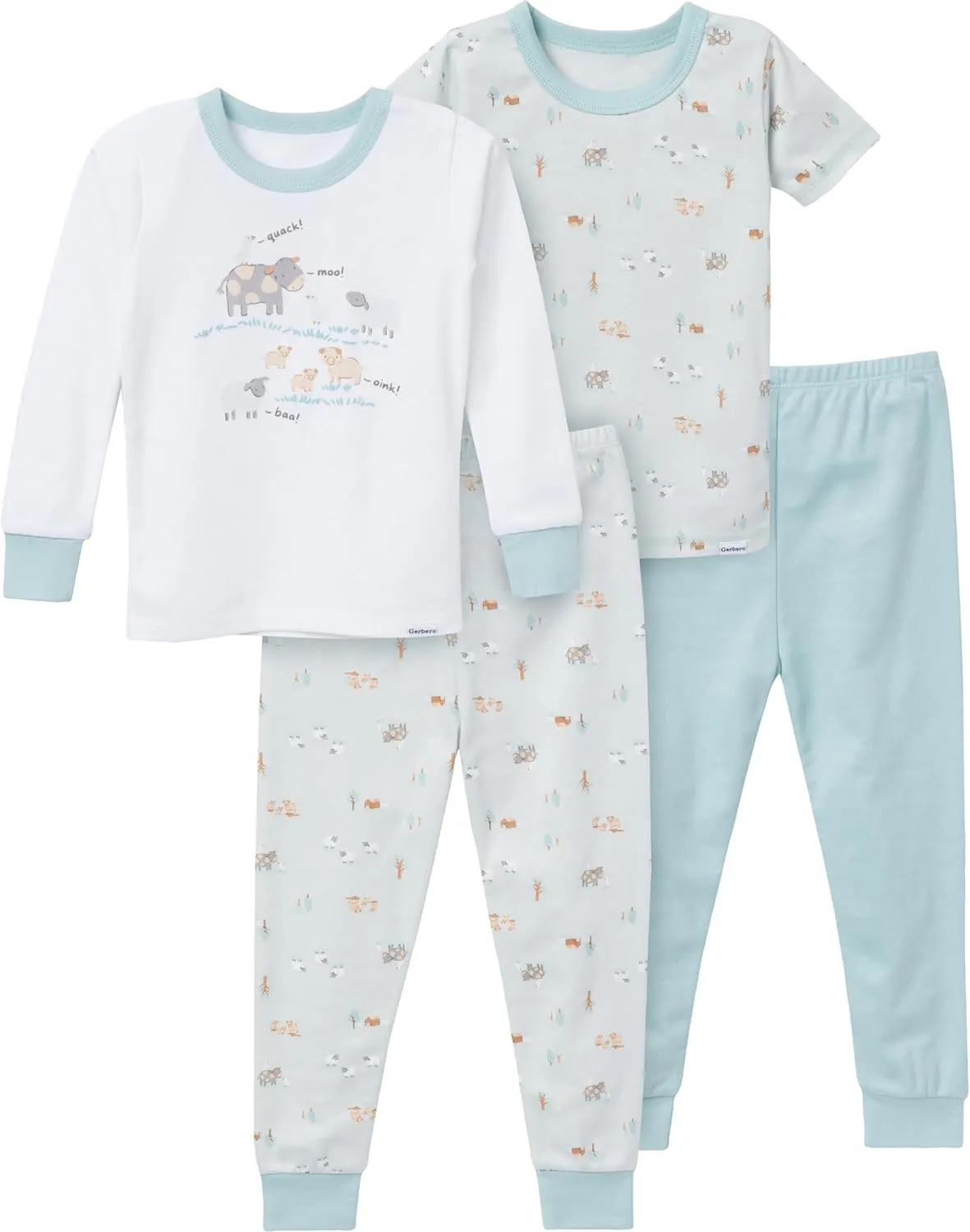 Gerber Unisex-Baby Toddler Snug Fit 4-Piece Pajama Set